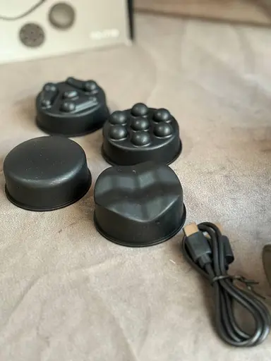 Перкусійний масажер YX-7100 акумуляторний 1200 mAh 5в1 Антицелюлітний вібромасажер 5Вт для тіла Чорний - фото 4