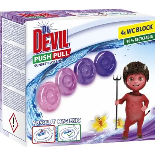 Уцінка. Гелеві кульки для унітазу Dr.Devil WC Push Pull Gel без кошика Цвітіння заходу сонця 80 г (4 шт. х 20 г)