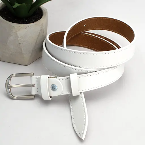 Ремень женский кожаный под брюки белый PS-2517 (130 см) - фото 6