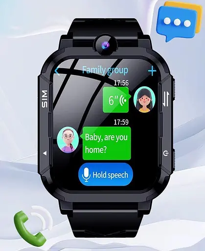 Детские смарт-часы Y76, 4G GPS Wi-Fi SIM камера SOS IP67 черный - фото 7