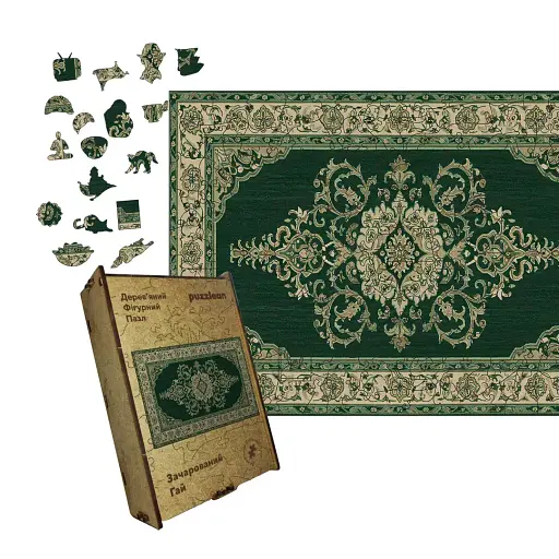 Дерев'яний фігурний пазл Зачарований Килим, А3, Дерев'яна коробка 200 елементів