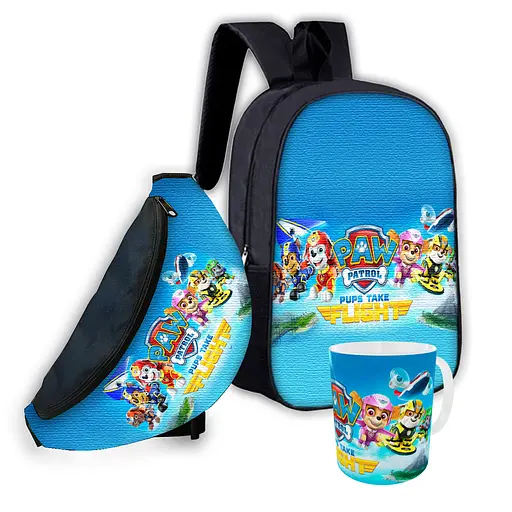 Набір дитячий Щенячий патруль рюкзак 36х27см сумка-бананка, кружка з принтом для хлопчика (01632)