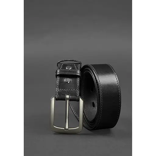 Кожаный ремень BlankNot 40 мм черный с серой нитью - фото 3