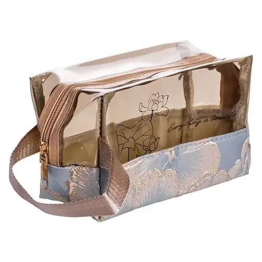 Набір косметичок Yiwu HP-16-1KBL 22х11х18 / 17х10х11 см водонепроникні 2 шт. блакитні/прозорі - фото 7