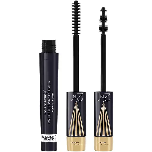 Тушь для ресниц Max Factor Masterpiece 2 In 1 Lash Wow объем и удлинение Midnight Black - фото 1