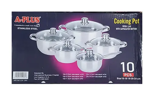 Набір каструль з кришками A-Plus 1293, 10 предметів - фото 2