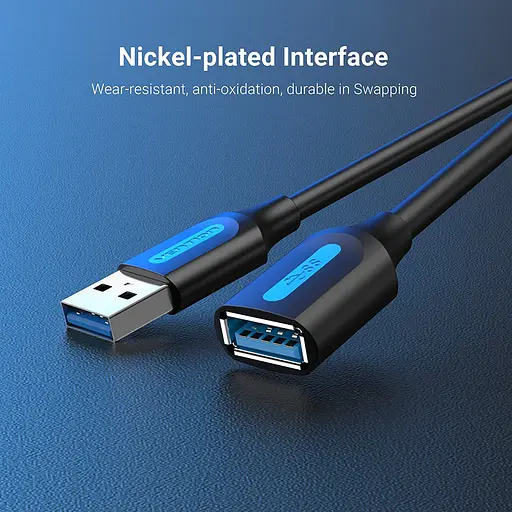 Кабель Vention USB 3.0 A Male to A Female Extension Cable 1.5 м черный PVC Type (CBHBG) - фото 2