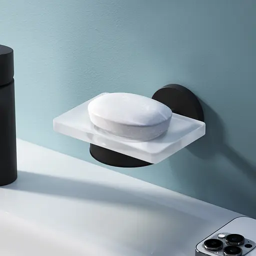 Мильниця Am.Pm X-Joy скляна настінна black A85A34222, Чорний матовий - фото 3