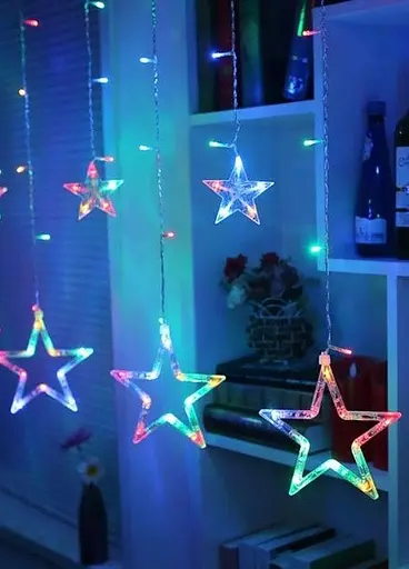 Гірлянда від мережі Зірки 3х 0.6м Світлодіодна новорічна гірлянда Різнокольорова - фото 2