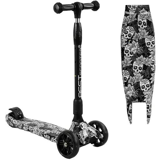 Дитячий самокат Best Scooter Maxi складаний 25х62 см Чорно-білий 000254985