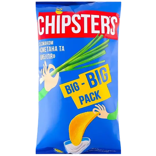 Набір чипсів Chipster's: зі смаком сиру + зі смаком сметани та цибулі 300 г (2 шт. х 150 г) - фото 3