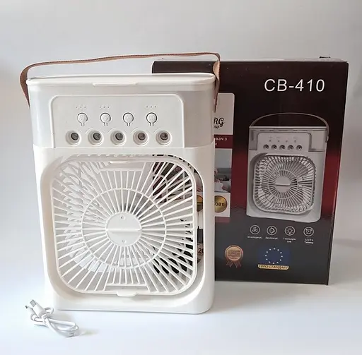Аккумуляторный настольный вентилятор Crownberg CB-410 Ветродуйка с увлажнением и таймером 30Вт Белый - фото 8