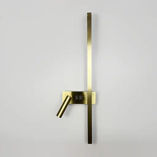 Латунне лінійне бра 65 см зі спотом зліва та 2-ма вимикачами Line F Арт. WB 121/600 L AB  - фото 4