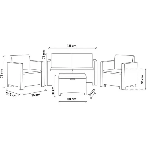 Набор садовой мебели Bica Nebraska 2 серо-бежевый - фото 8