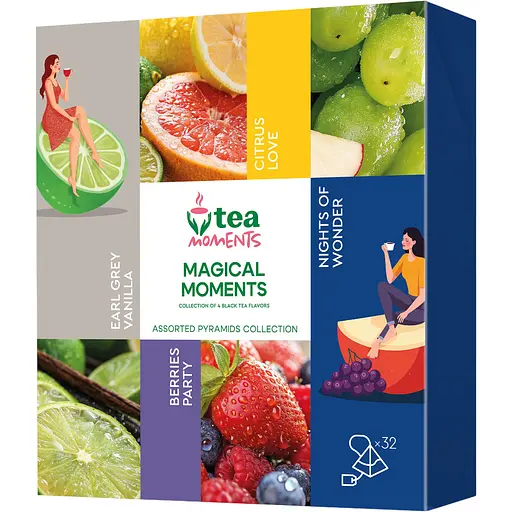Чай чорний Tea Moments Magical Moments Асорті 4 смаки x 8 пірамідок
