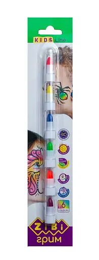 Олівці для гриму обличчя та тіла Неон Позитив, 6 кольорів, неон, 22 г