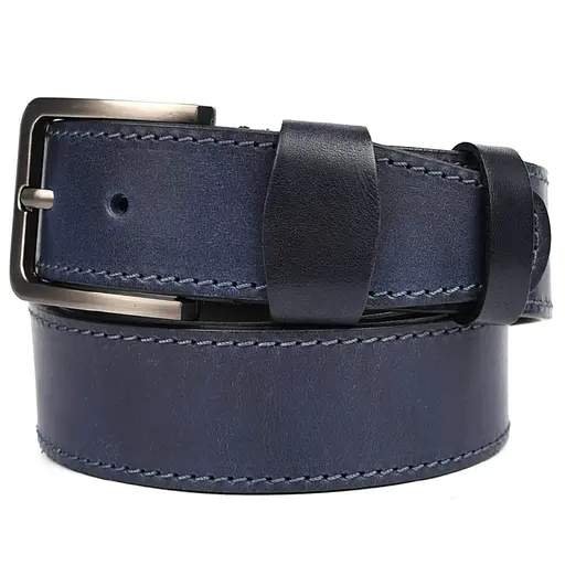 Кожаный ремень LIMARY синий с строчкой 4х120 см acs0032084 - фото 3