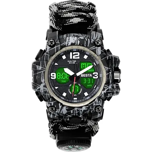 Часы мужские Besta Life Pro Grey с компасом Серый хаки (3356)