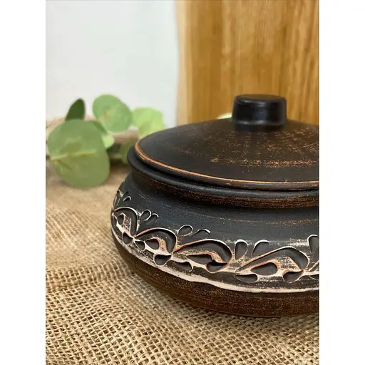 Ковбасник 1 л керамічний (глиняний) різьблений Ангоб - фото 3