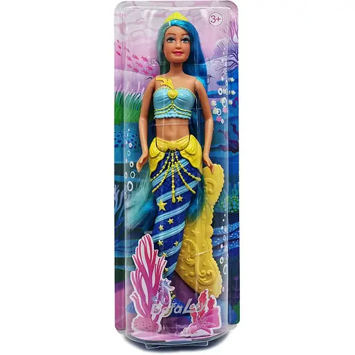 Детская кукла Русалочка Defa 8483 с подвижным хвостом Желто-голубая - фото 1