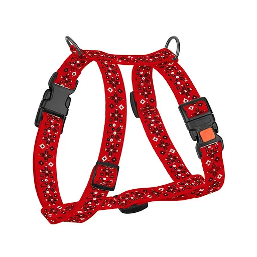 Шлея для собак Н-подібна Барксі патріотична 16 мм Вишиванка червона