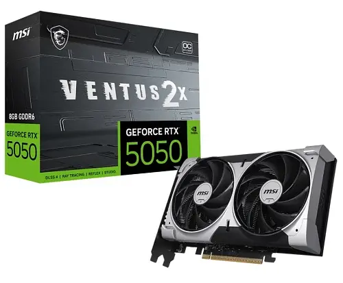 Відеокарта GeForce RTX 5050, MSI, VENTUS 2X OC, 8Gb GDDR6, 128-bit, HDMI/3xDP, 2617/20000 MHz, 8-pin (G5050-8V2C) - фото 5