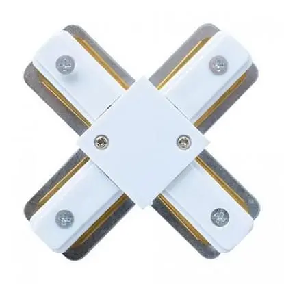 З'єднувач рейки для світильника Х-образний білий - фото 1