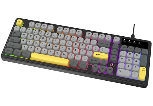 Клавіатура ігрова дротова Ajazz AF-BGY-98 USB Black-Gray-Yellow - фото 2