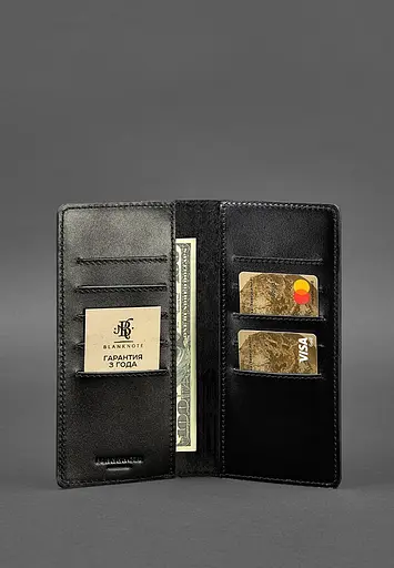 Шкіряне портмоне-купюрник 11.0 чорне Краст - фото 3