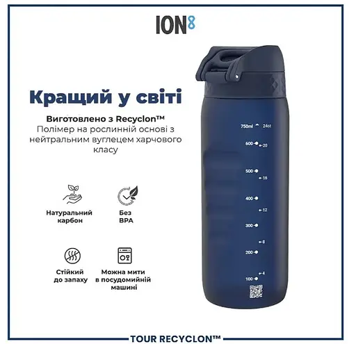 Пляшка для води ION8 750 мл (ЕКО пляшка) BPA Free Navy (I8RF750NAV) - фото 6