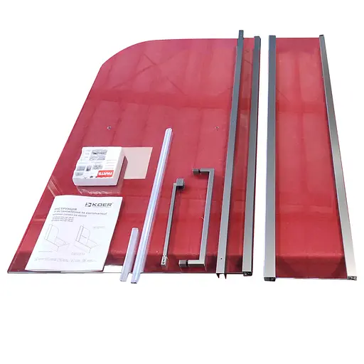 Шторки стеклянные на ванну Koer SR BS04-95x140-TR-07 прозрачное стекло 6 мм, graphite KR5404, Универсальная, прозрачный, графит - фото 5