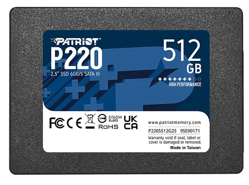 Накопичувач SSD 512GB Patriot P220 2.5 SATAIII TLC (P220S512G25)