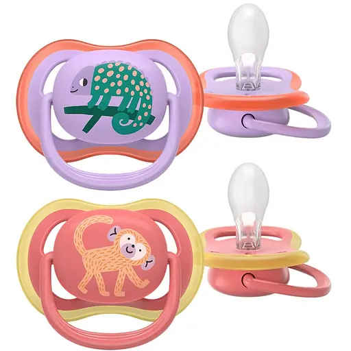 Пустышка Philips Avent Ultra Air 18+ мес. 2 шт. фиолетовая с коралловым (SCF349/47) 