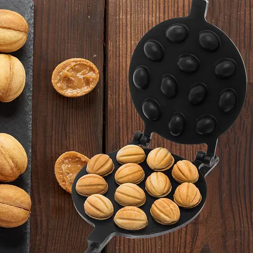 Орешница форма для выпечки 12 половинок крупных орешков на плите с антипригарным тефлоновым покрытием, ХЕАЗ Черный 81329 - фото 2