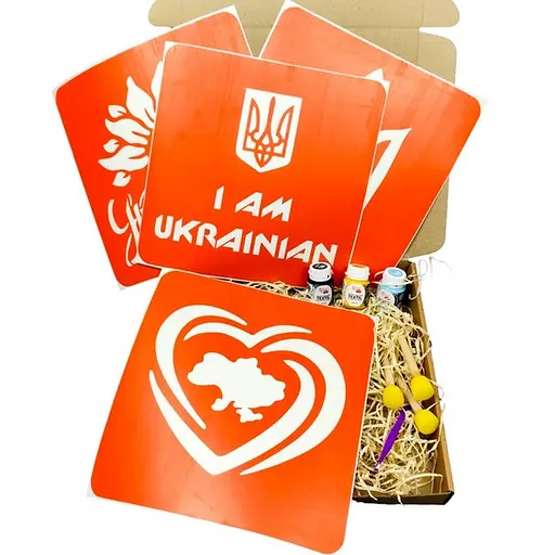 Набір для малювання по тканині "I Am Ukrainian, Тризуб, Мапа України, Україна квітуча" paint-n064-n059-n080-n058 - фото 2