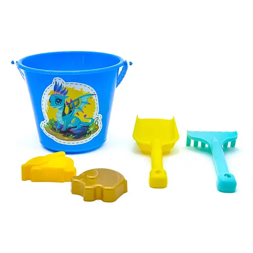 Песочный набор Дракоша Максимус, ведро, грабли, лопатка, 2 паски