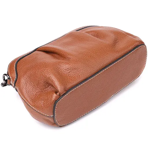 Жіноча сумка з драпіруванням з натуральної шкіри Vintage 23х15х7 см 000315804 - фото 6