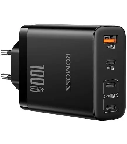 Зарядний пристрій Romoss 2C1A 100W GaN 3 порти (AC100I-12-234H) чорний - фото 2