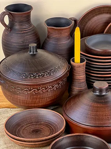 Столовий сервіз керамічного (глиняного) посуду на 12 чоловік Гладкий - фото 2