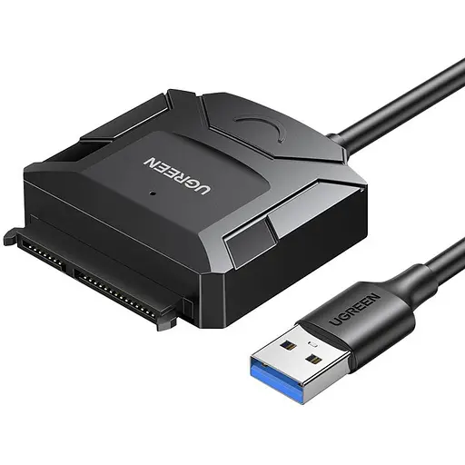 Перехідник Ugreen USB 3.0 Type-A SATA III F + DC Adapter CR108 чорний