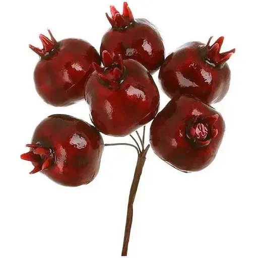 Декоративная ветка с 6 мини-гранатами Бордовый 10 см - фото 1