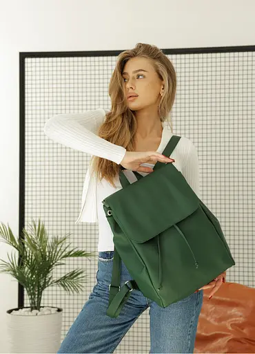 Жіночий рюкзак Sambag Loft LZN зелений 38 х 28 х 18 см (22400007) - фото 3