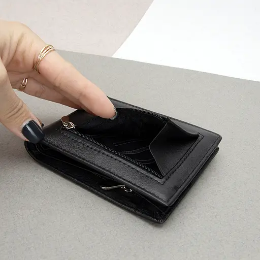 Кошелек мужской кожаный на магните Mario Dion 208E черный - фото 5