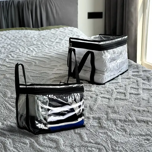 Набор маленьких прозрачных сумок ORGANIZE для хранения вещей 2 шт (черный) - фото 2