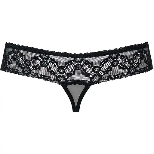 Мереживні танги з доступом Obsessive 837-THC-1 S/M, чорні - фото 2