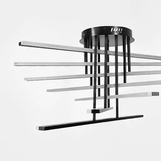 Потолковая черная люстра на 7 ярусов световых палок 80х40 см | Ст. F 607-800 BK | Line F - фото 4
