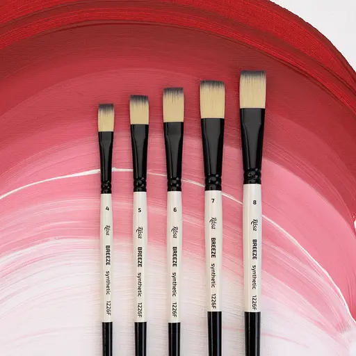 Пензель синтетика плоска BREEZE 1226F №00 коротка ручка Rosa - фото 3