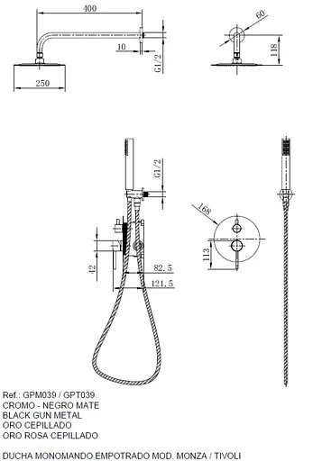 Душова система прихованого монтажу Imex Monza PVD матове золото GPM039/OC, Золотий - фото 6