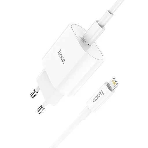 Адаптер Сетевой HOCO Type-C to Lightning Cable Metro single port charger set C94A |1Type-C, 20W/3A, PD/QC| - фото 6