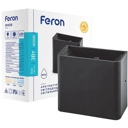 Архітектурний світлодіодний накладний світильник Feron DH028 3Вт 4000K чорний - фото 1